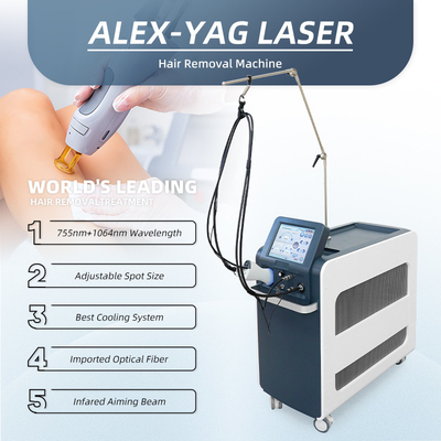 Vertical 755nm Alex Laser Optical Fiber Hair Remove Long Pulse Nd Yag Laser Hair Removal 1064nm