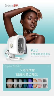 Skin Analysis Full Facial Scanner with 36 Million Image Element Spot Moisture Detector Facial Scanner UV Skin Diagnostic Suitable for All Skin Tones
